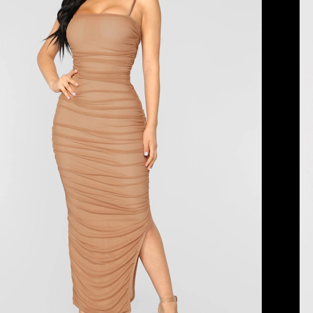 Fashion Nova Mesh nude dress, size M